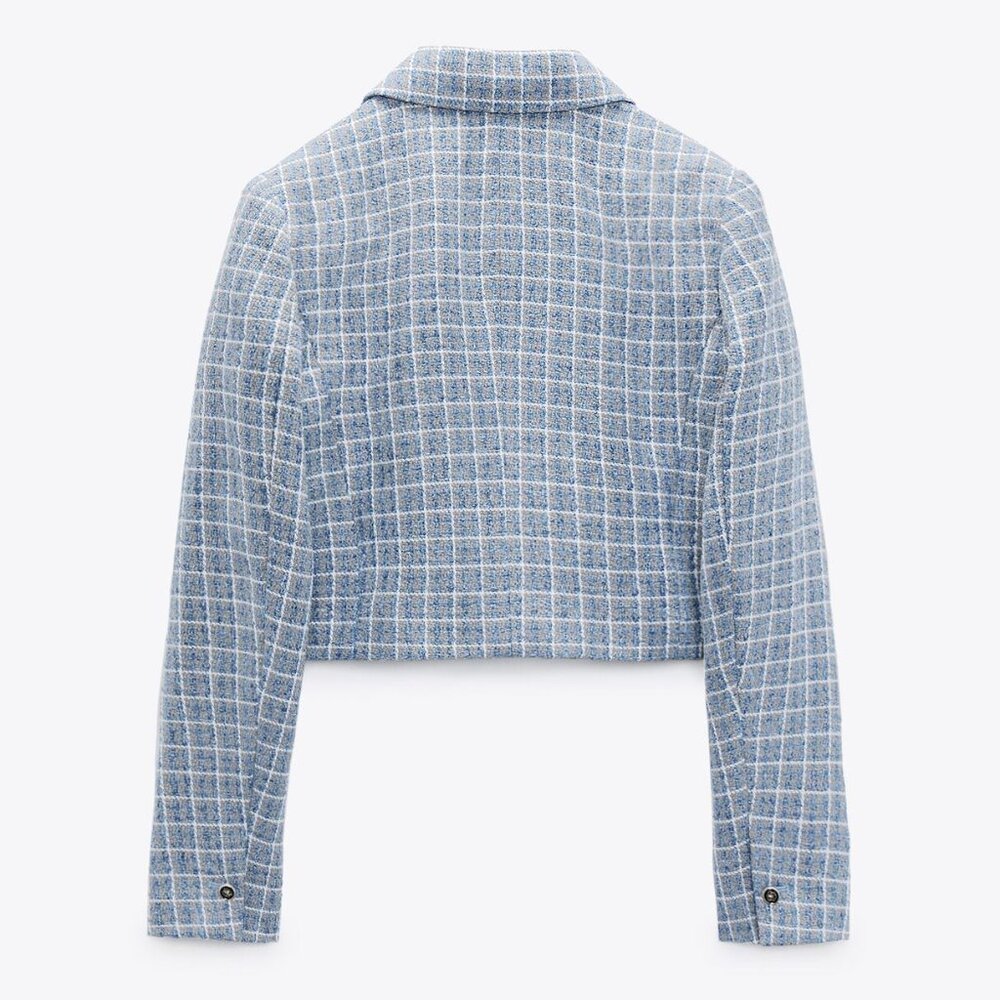 Zara Textured Tweed Cropped Blazer - Picture 9 of 15
